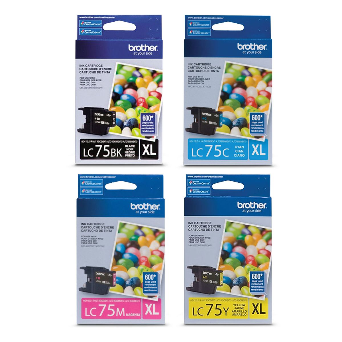 BROTHER - 4 Tintas Brother LC75 XL Genuinas ImpreJ280j425j625j591j6710