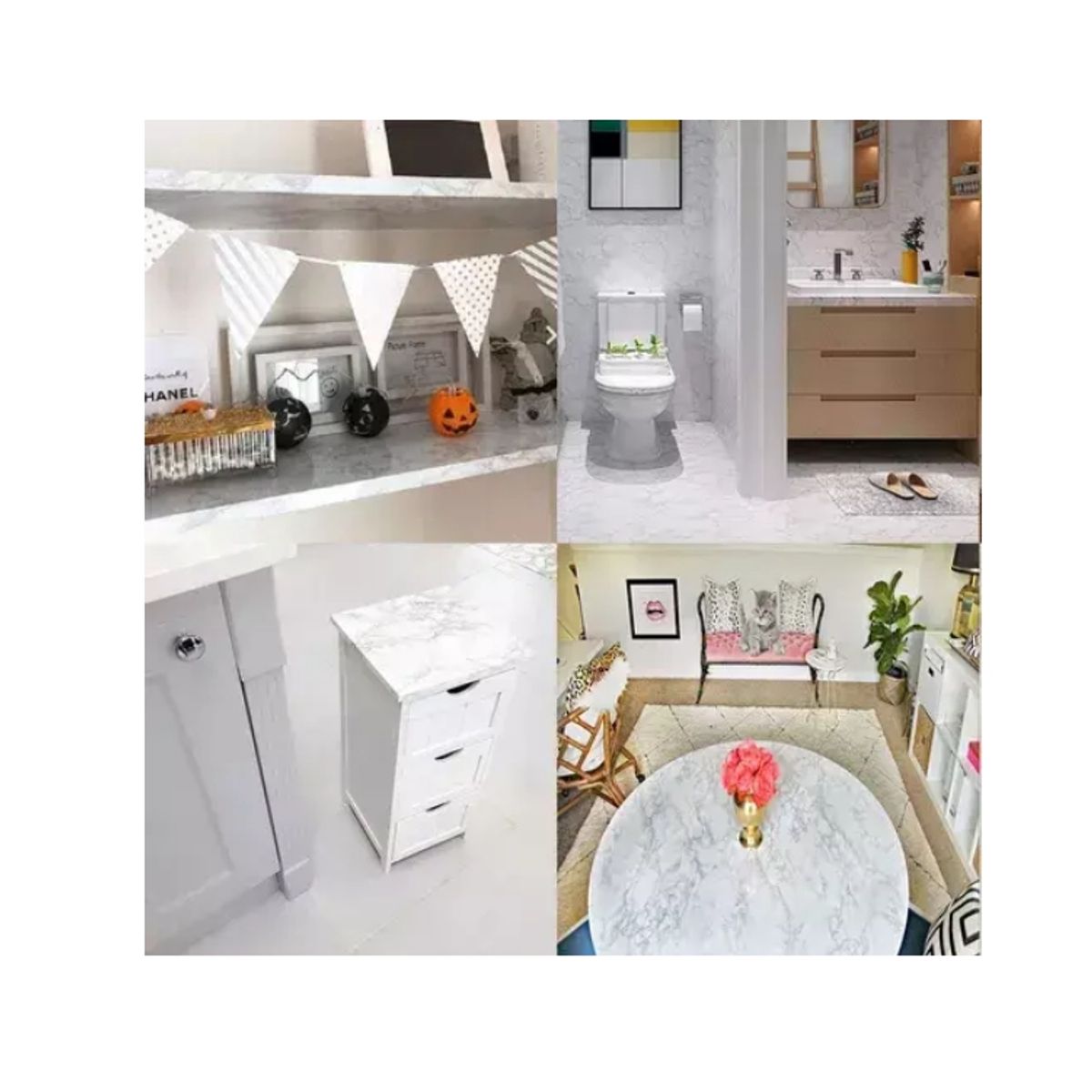 GENERICO - Papel Mural Autoadhesivo Rollo 10mt X 60cm Marmol Blanco Gris