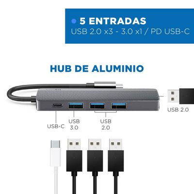 Imagen 2 del producto Hub Adaptador Usb Tipo C 5 En 1 Rj45 Para Mac Windows