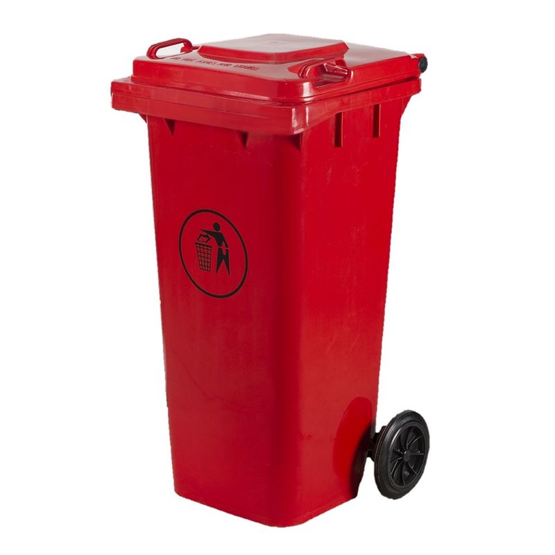 GENERICO - Basurero Contenedor De Basura 120 Litros Con Ruedas - Rojo