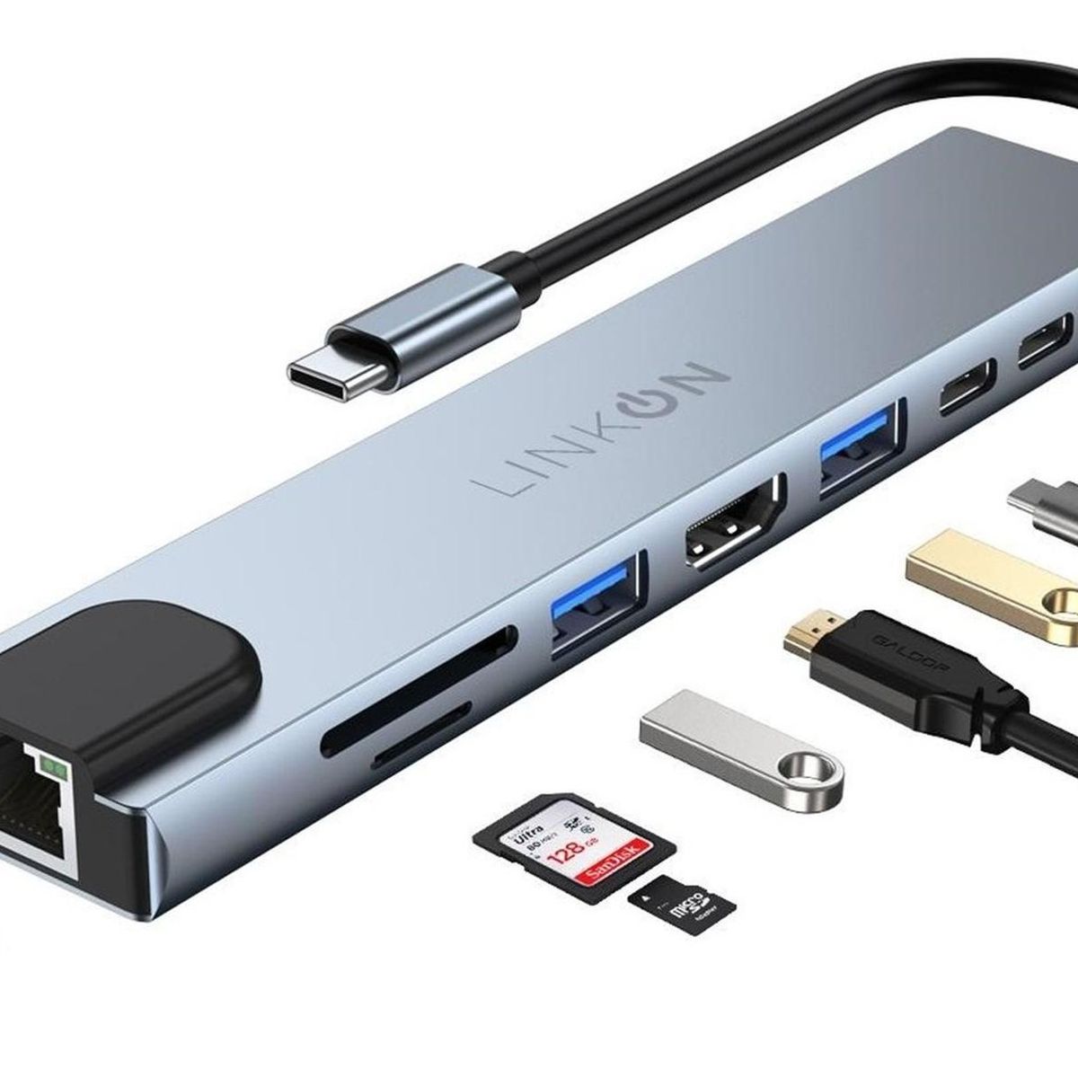 LINKON - Hub Adaptador Usb Tipo C 8 En 1 Linkon Para Mac Macbook Win