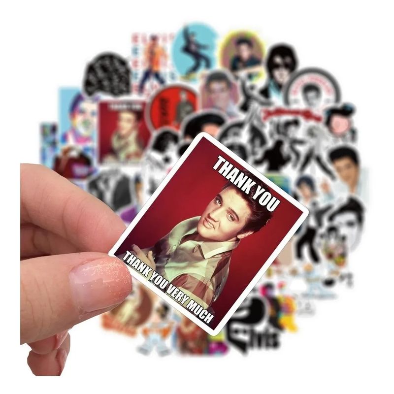 GARSIL - 50 Stickers Elvis Presley - Etiquetas Autoadhesivas