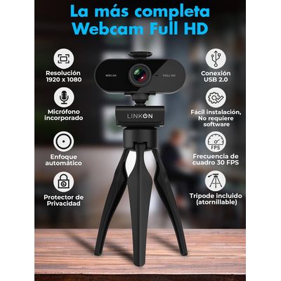 Imagen 2 del producto Webcam Camara Web Fullhd 1080p Usb Microfono Tripode