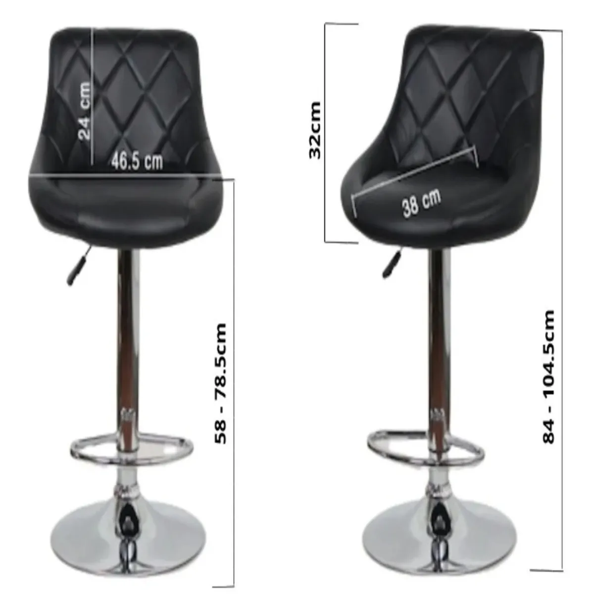 ARTIHOGAR - Pack Sillas Bar Taburete Ecocuero Elliot Negra