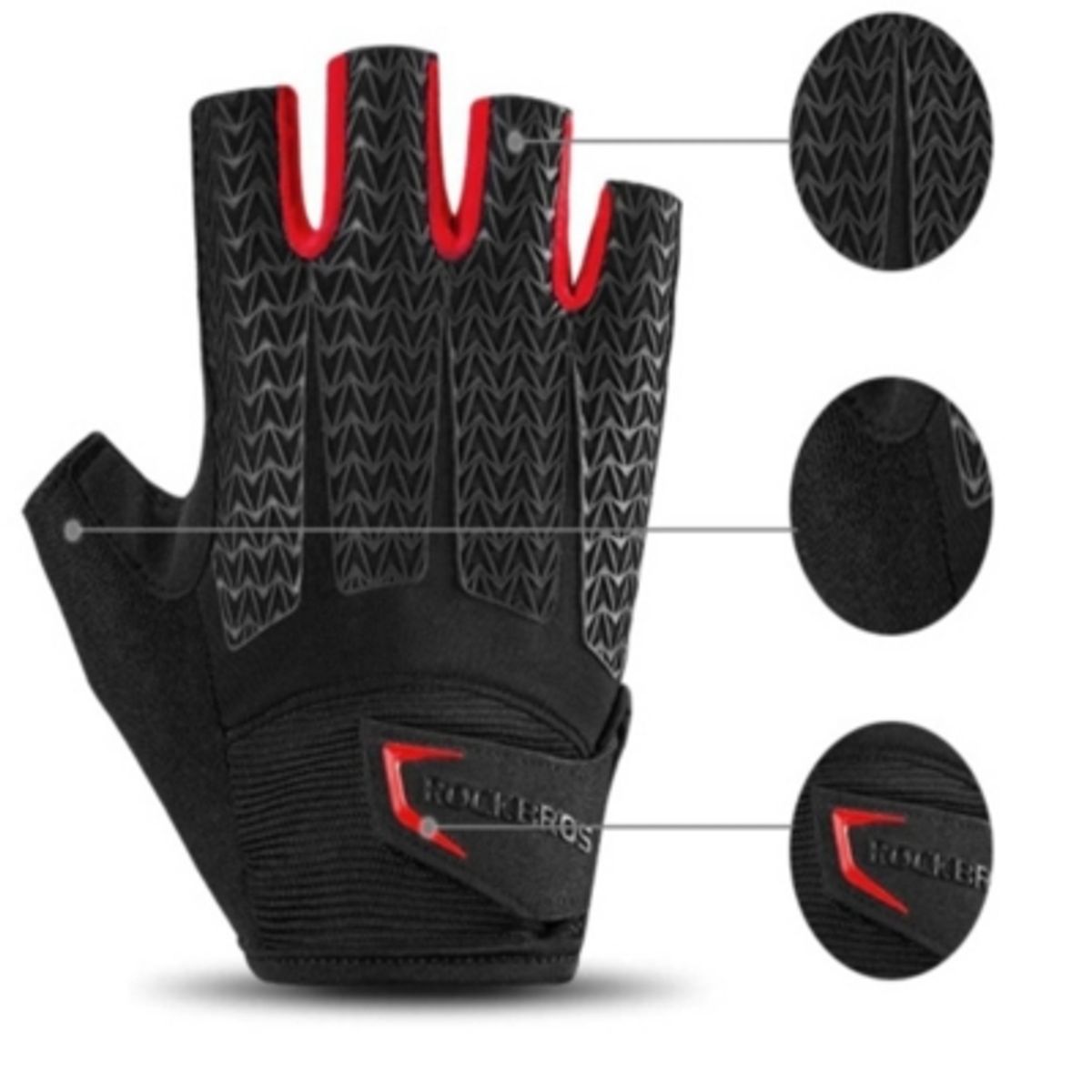 ROCKBROS - Guantes Con Gel Rockbros Mtb Ruta Sin Dedos Bicicleta