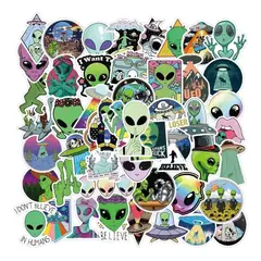 GARSIL - 50 Stickers De Ovni - Ufo - Etiquetas Autoadhesivas