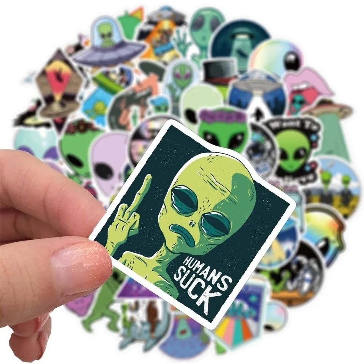 GARSIL - 50 Stickers De Ovni - Ufo - Etiquetas Autoadhesivas