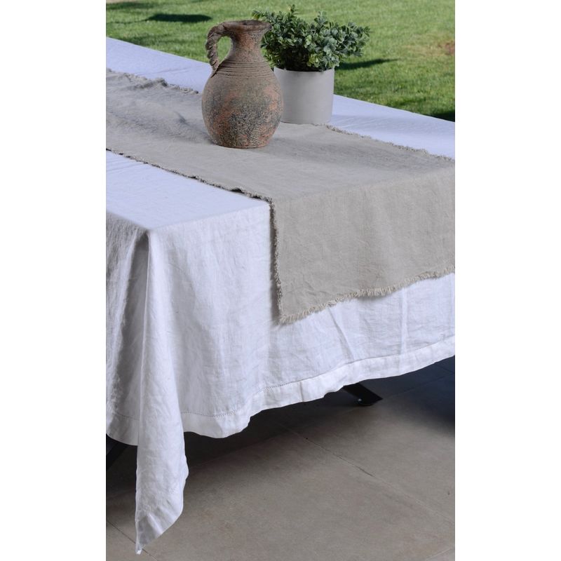 PUROLINO - Mantel Deshilado 6-8 personas Blanco
