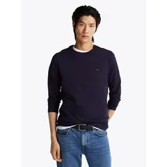 TOMMY HILFIGER - Polera Básica Slim Fit Organic Cotton Azul