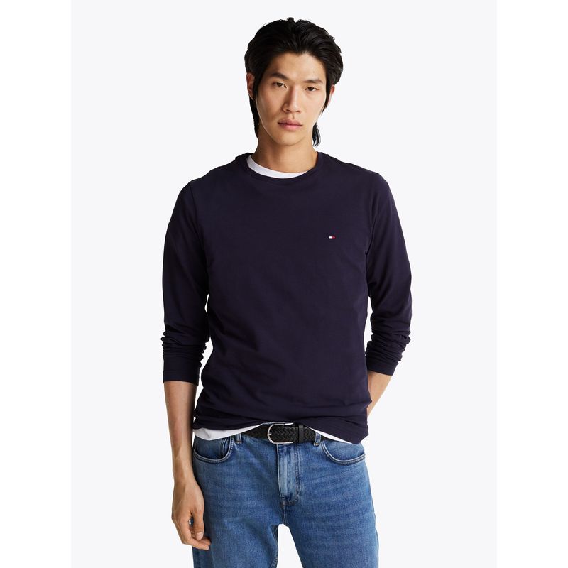 TOMMY HILFIGER - Polera Básica Slim Fit Organic Cotton Azul Tommy Hilfiger