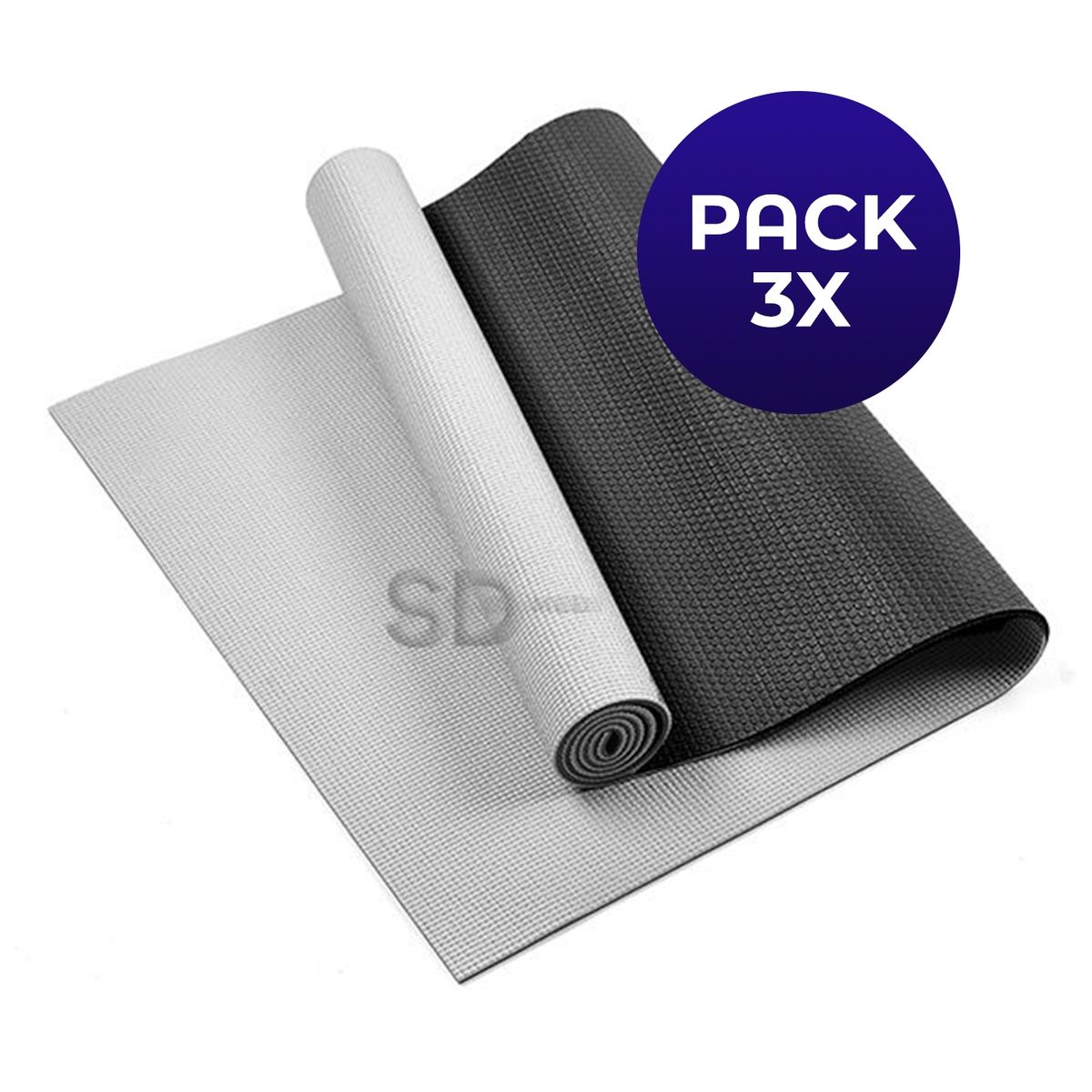 SDFIT - Pack de 3u Mat de Yoga 6 mm Doble Color Negro / Gris