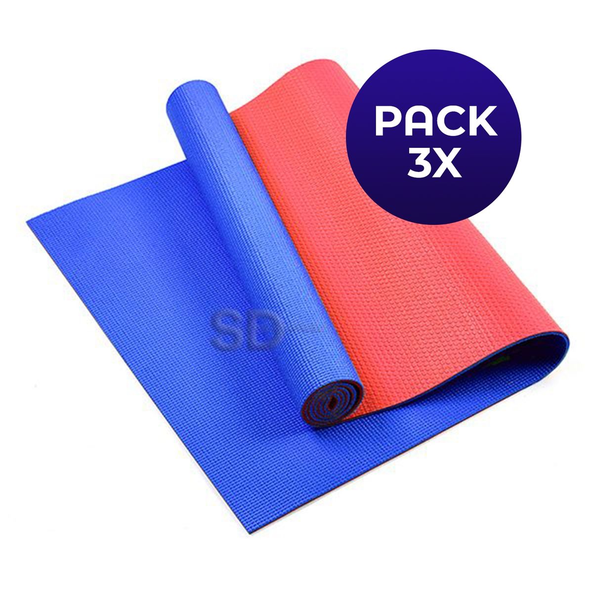 SDFIT - Pack de 3u Mat de Yoga 6 mm Doble Color Rojo  Azul