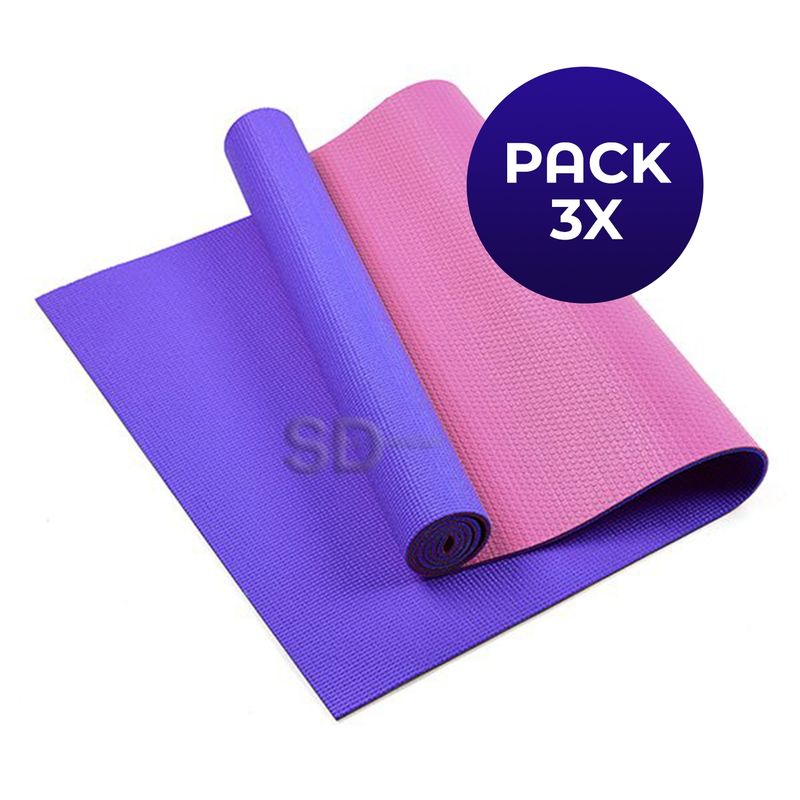 SDFIT - Pack de 3u Mat de Yoga 6 mm Doble Color Rosado / Morado