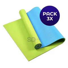 SDFIT - Pack de 3u Mat de Yoga 6 mm Doble Color Verde Celeste