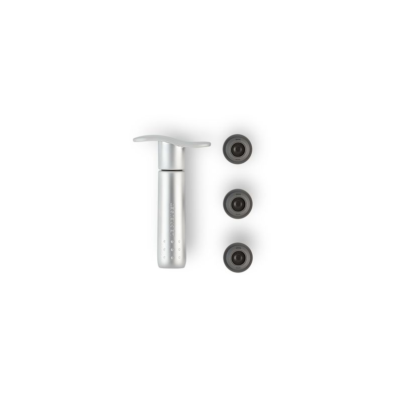 LE CREUSET - Wa-137 Bomba Vac­o Metal Satinado + 3 Tapones Negro
