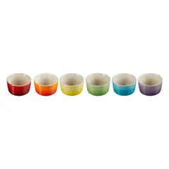 LE CREUSET - SET 6 MINI RAMEKINES ARCOIRIS (PAL,FLA, SOL, UV, CAR,CER)