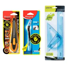 MAPED - Set Para Zurdos Cota Carton + 3 Lapices + Set Geometria