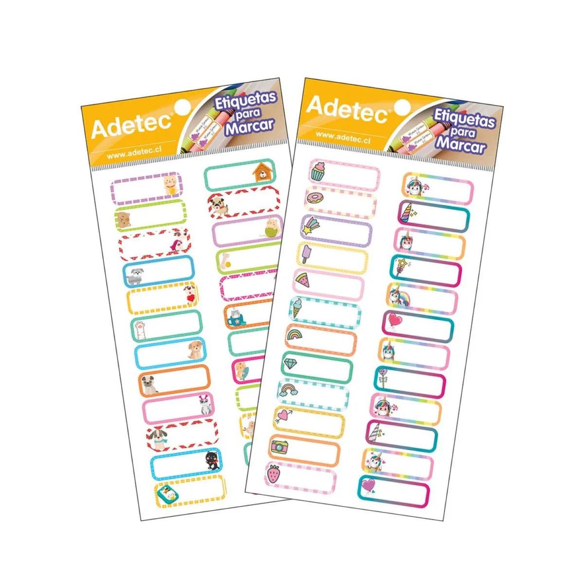 ADETEC - 24 Etiquetas Escolares Para Marcar Útiles Niñas 1 Hoja