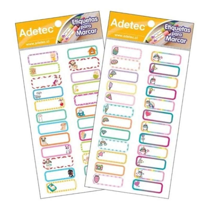 ADETEC - 24 Etiquetas Escolar Para Marcar Útiles Niña 1 Hoja