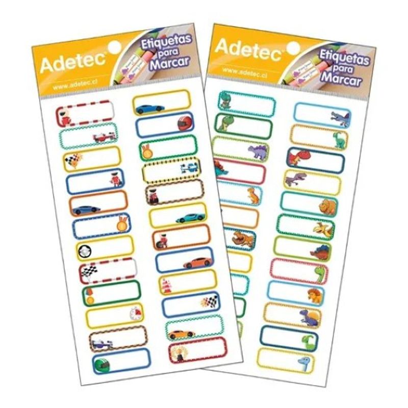 ADETEC - 24 Etiquetas Escolar Para Marcar Útiles Niño 1 Hj Adetec