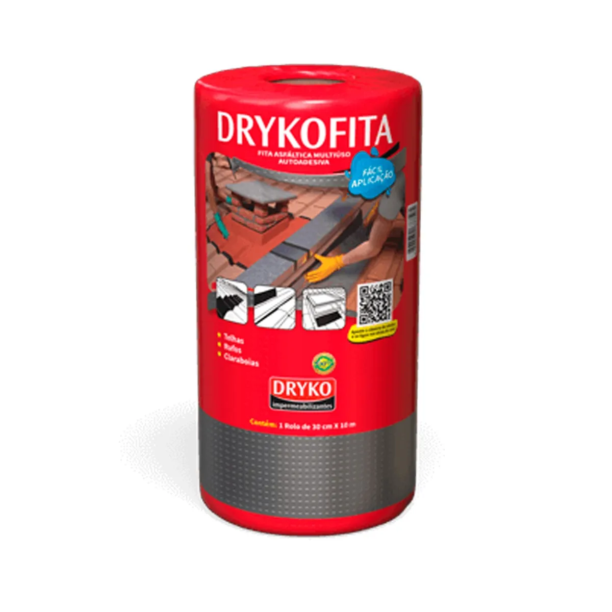 GENERICO - Cinta Asfáltica Adhesiva Multiuso y tapagoteras DRYKOFITA 30 cm x 10 m - Aluminizada