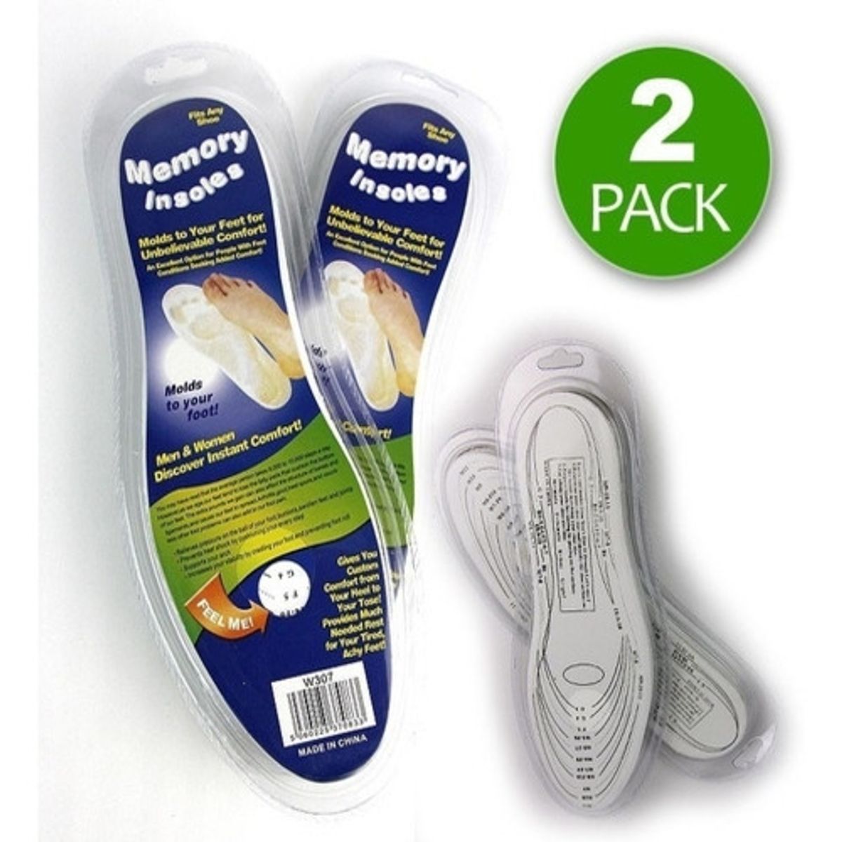 GENERICO - Pack 2 Pares Plantillas Con Memoria Viscoelastica