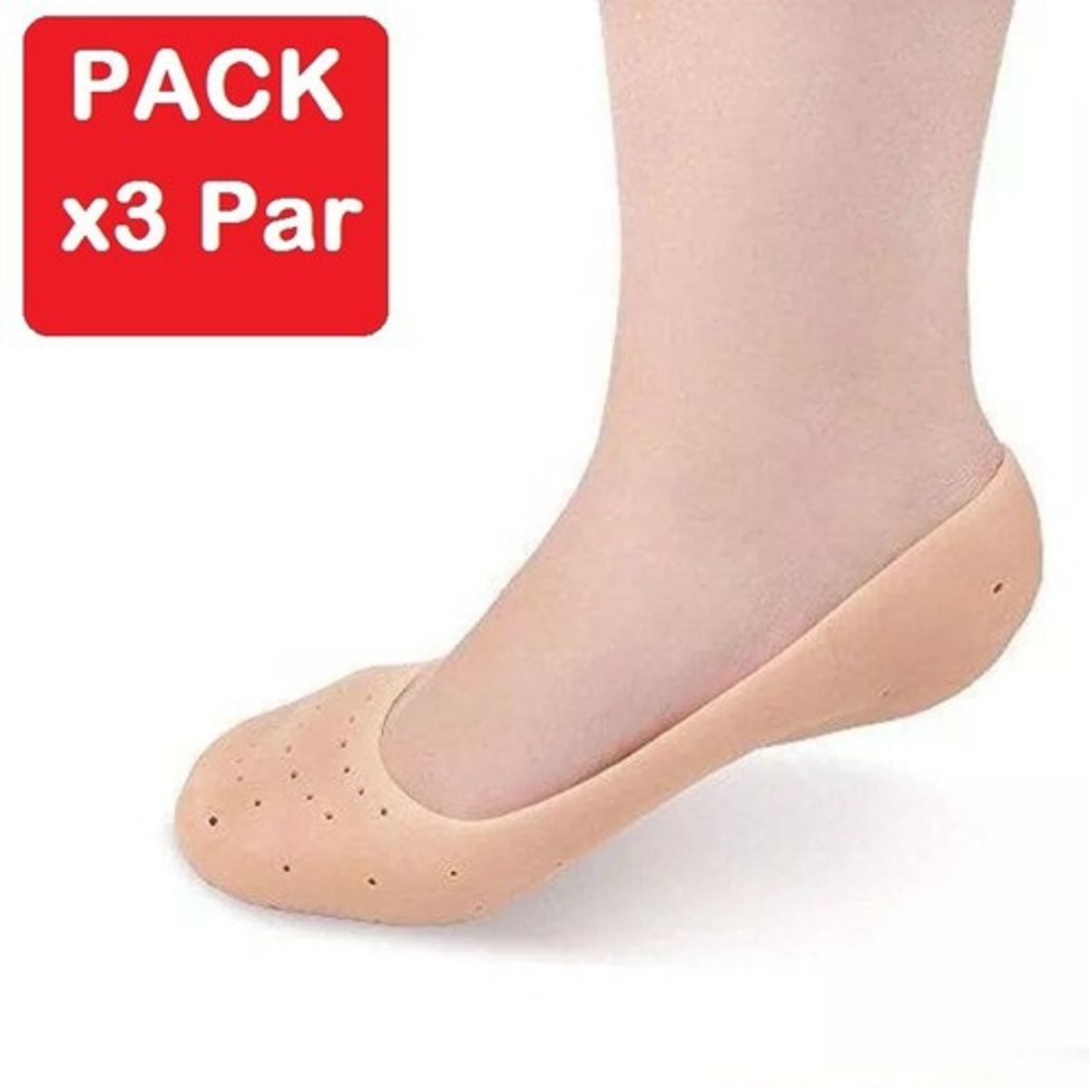 GENERICO - Pack 3 Pares Protector Pie Completo Silicona Hidratantes