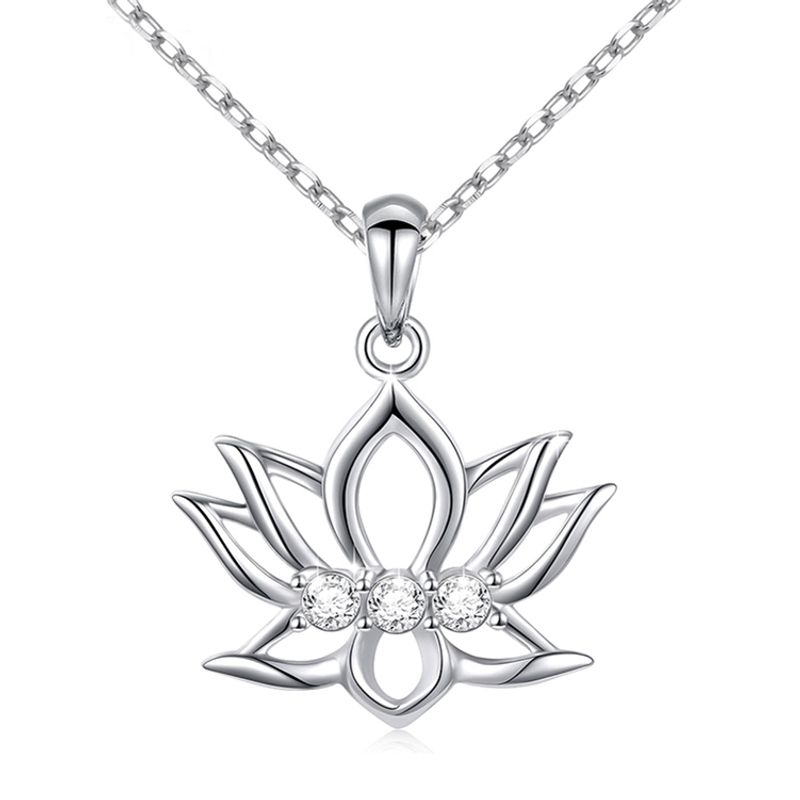 GENERICO - Collar flor de loto plata 925 joyas mujer regalo