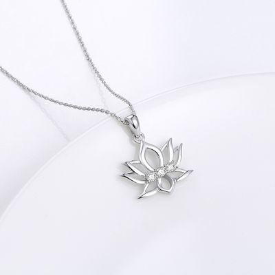 Imagen 2 del producto Collar flor de loto plata 925 joyas mujer regalo