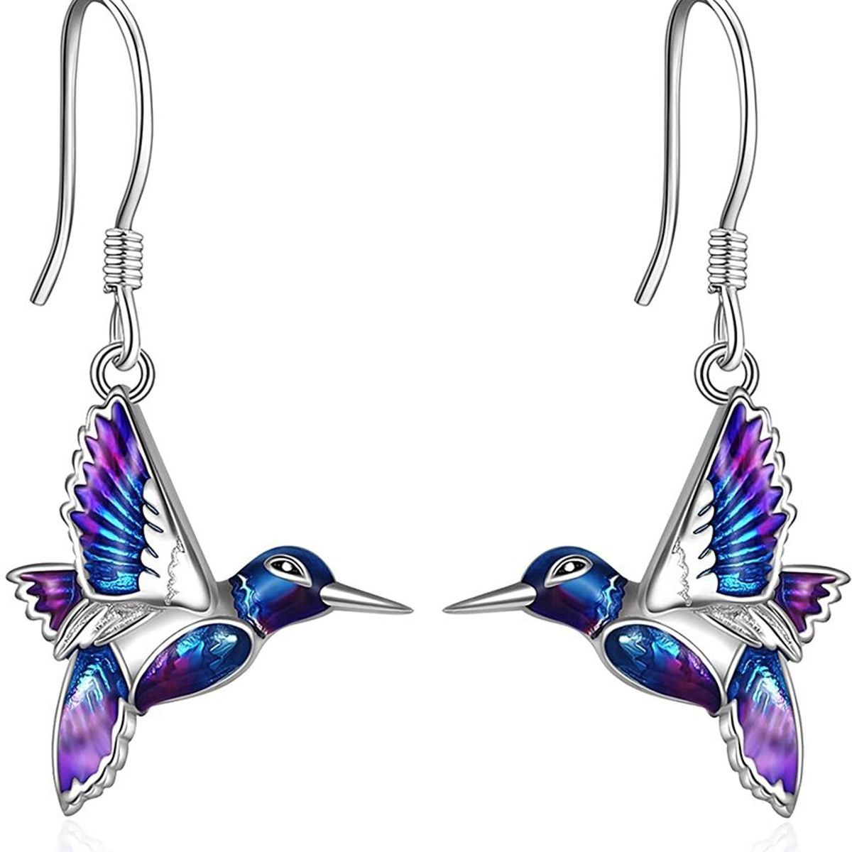 GENERICO - Aros colibrí multicolor plata 925 mujer joya juvenil