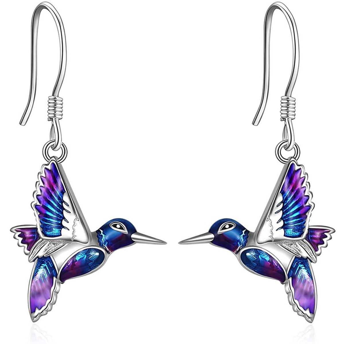 GENERICO - Aros colibrí multicolor plata 925 mujer joya juvenil