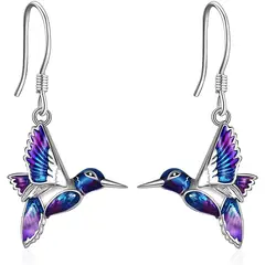 GENERICO - Aros colibrí multicolor plata 925 mujer joya juvenil