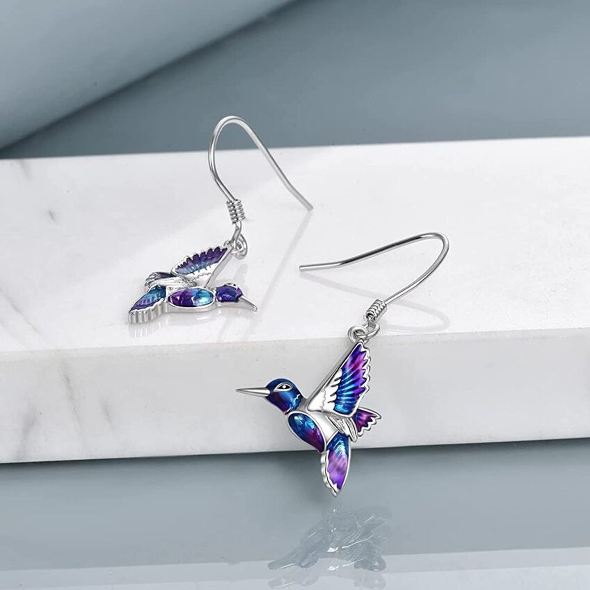GENERICO - Aros colibrí multicolor plata 925 mujer joya juvenil