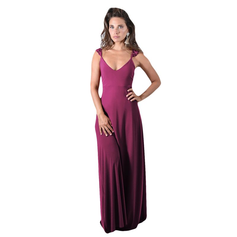 MARIA PASKARO - Vestido Largo Jaipur Frambuesa Lycra Vuelitos Maria Paskaro MARIA PASKARO