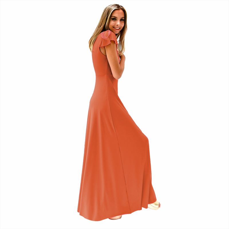 MARIA PASKARO - Vestido Largo Cairo Coral Lycra Manguitas Maria Paskaro MARIA PASKARO