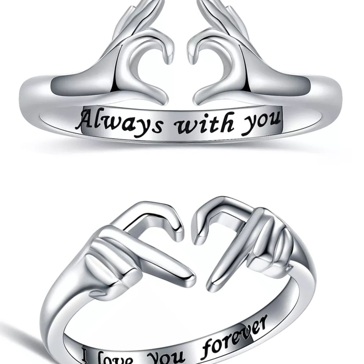 GENERICO - Anillos parejas corazon ajustables amor ilusion