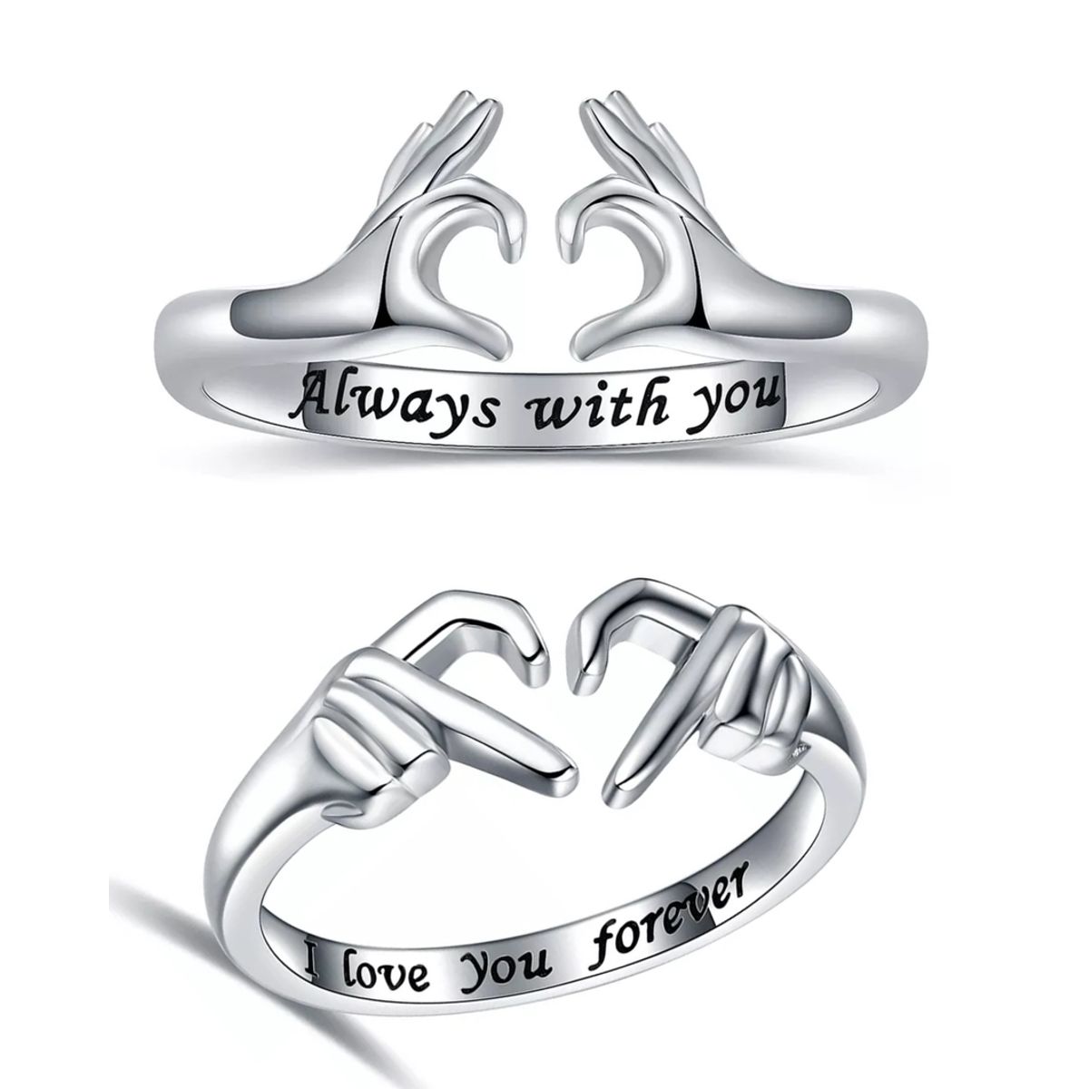 GENERICO - Anillos parejas corazon ajustables amor ilusion