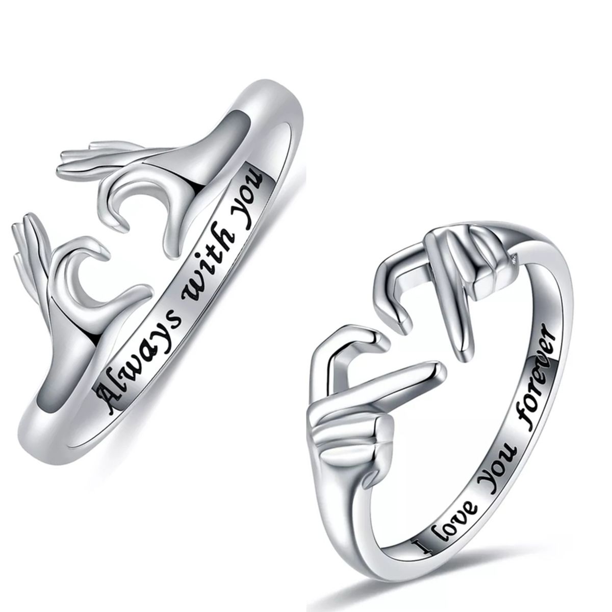 GENERICO - Anillos parejas corazon ajustables amor ilusion