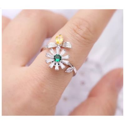 Imagen 2 del producto Anillo plata 925 margarita ajustable giratorio anti estres