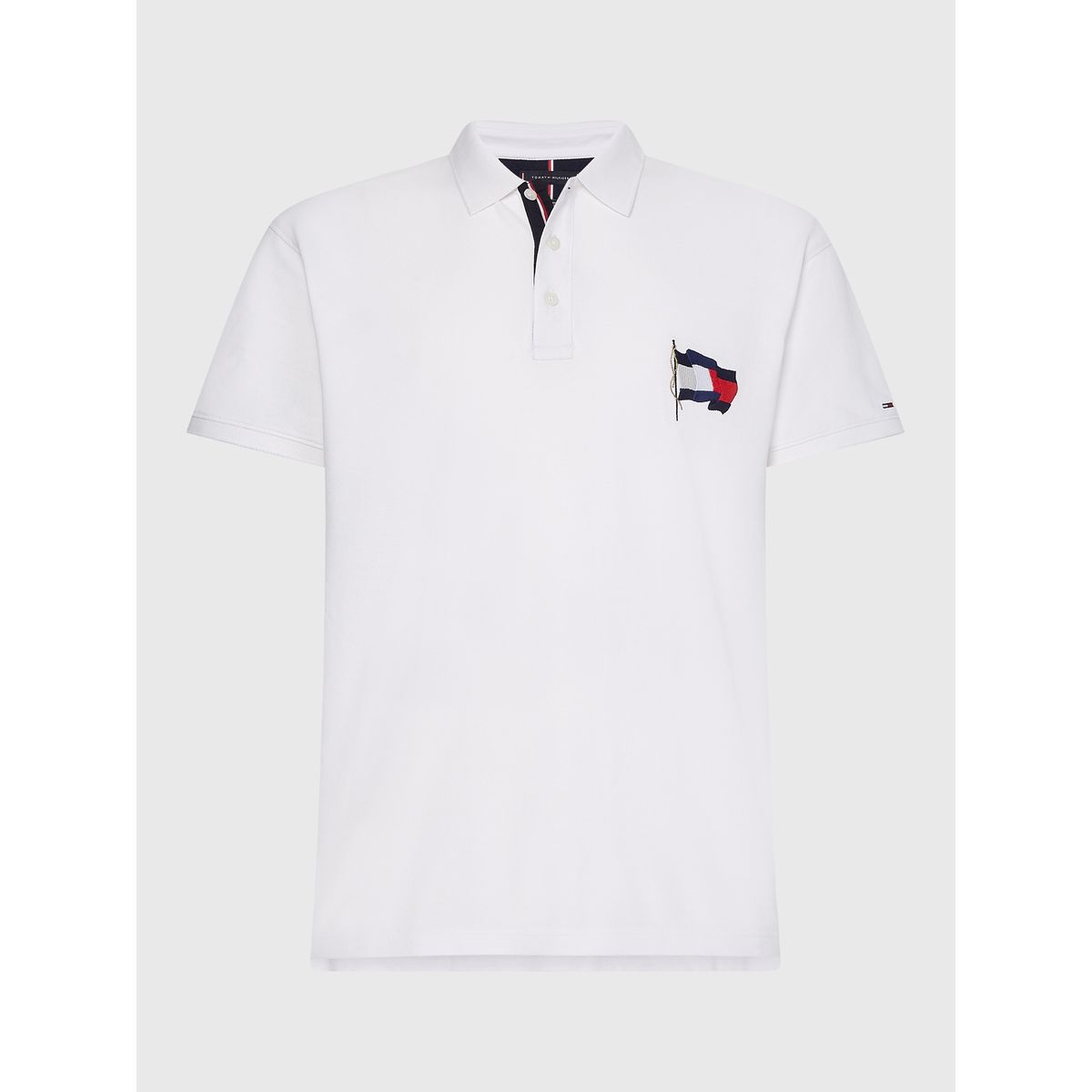 TOMMY HILFIGER - Polo Logo Bandera Ondulante Blanco Tommy Hilfiger