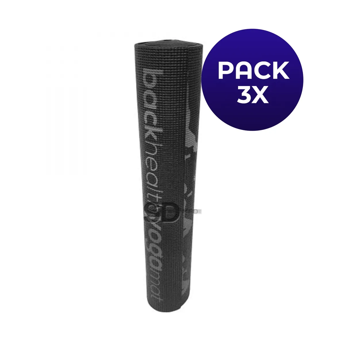 SDFIT - PACK 3 Mat de yoga 6 mm pvc negro estampado con 28 posturas