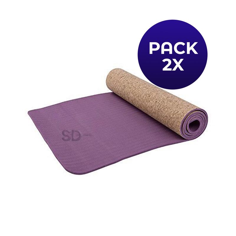 SDFIT - Pack 2u Mat de yoga tpe + Corcho 6.0 mm – Diseño 307 Morado