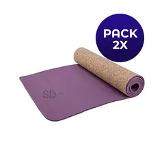 SDFIT - Pack 2u Mat de yoga tpe + Corcho 6.0 mm – Diseño 307 Morado