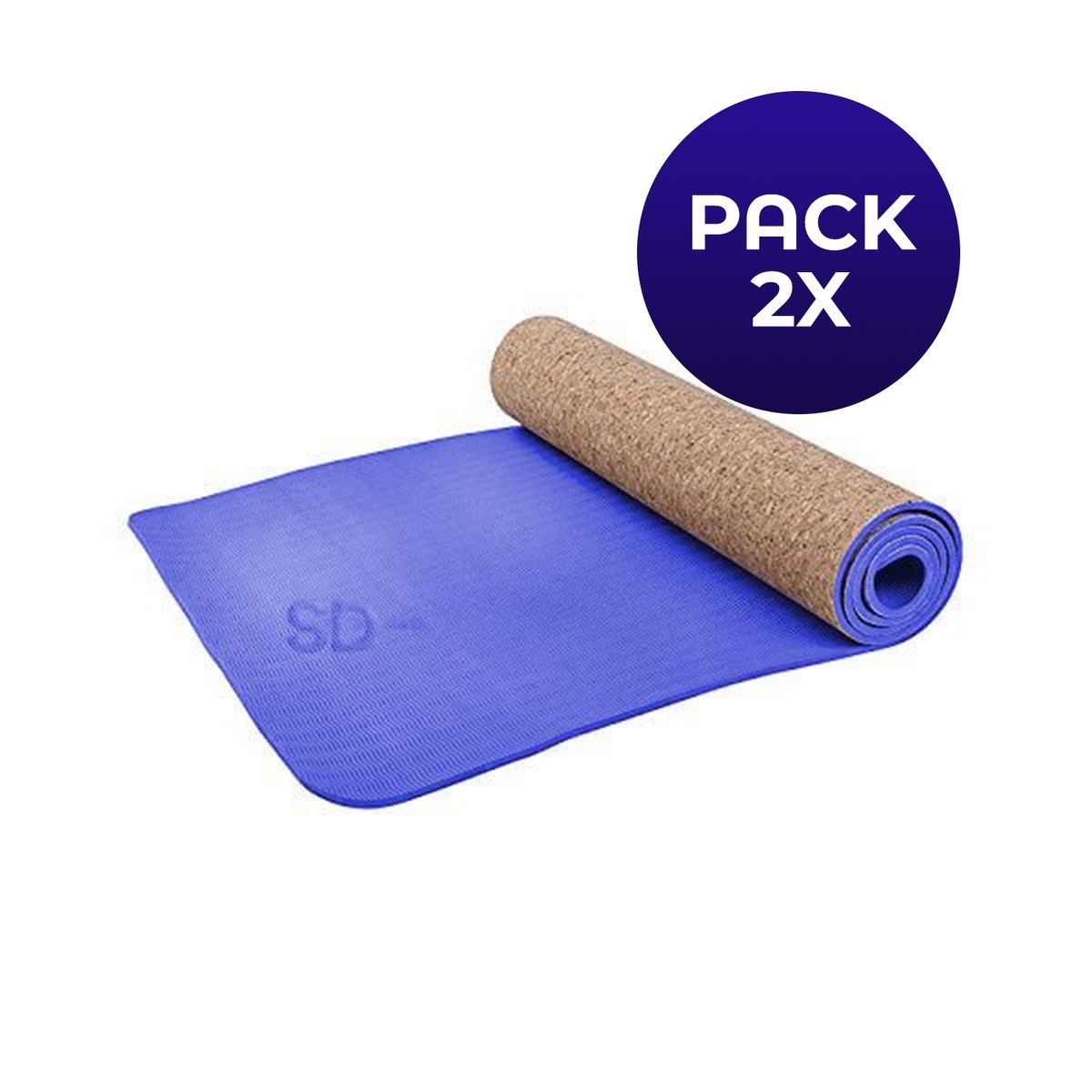 SDFIT - Pack de 2u Mat de yoga tpe + Corcho 6.0 mm – Diseño 318 Azul