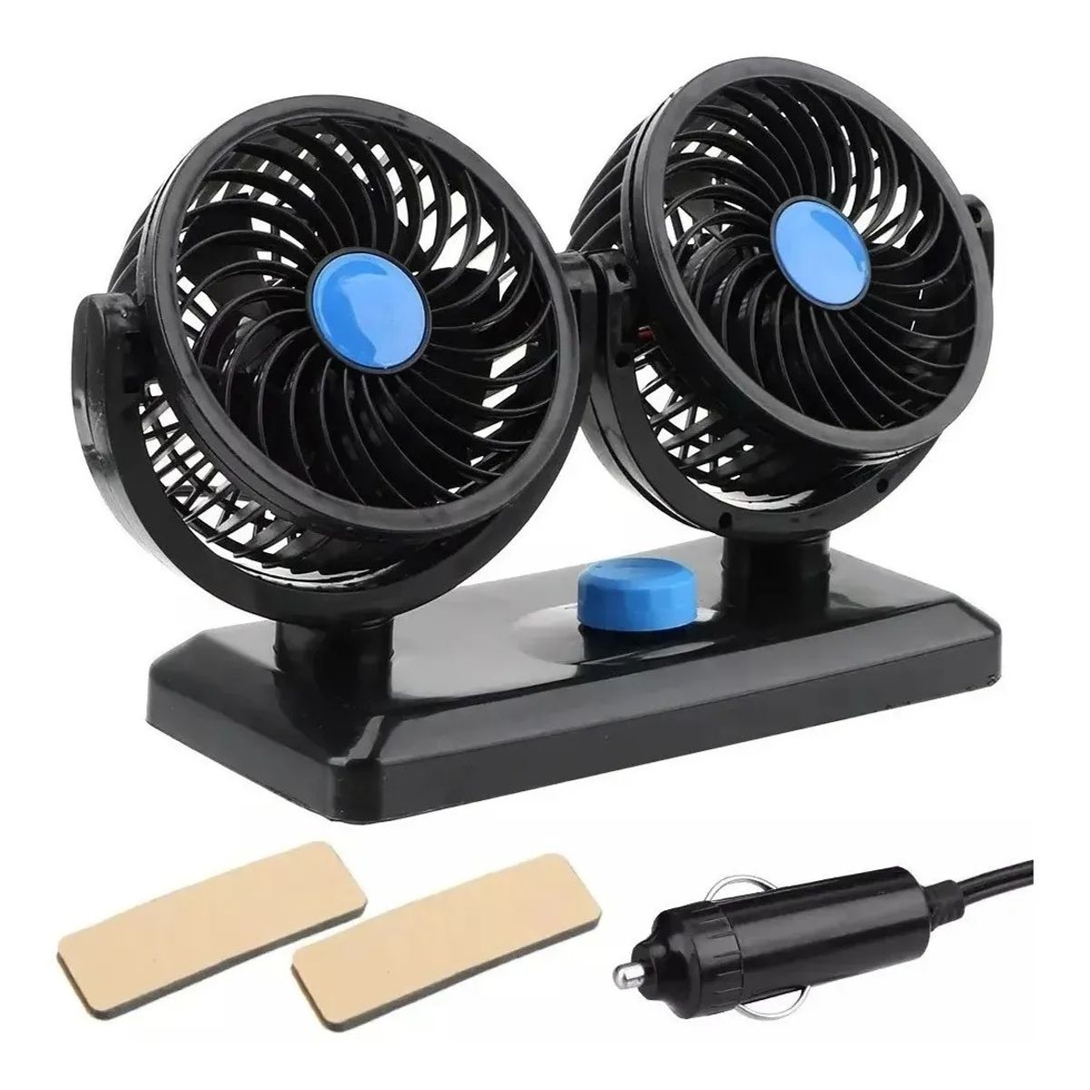 GENERICO - Ventilador 12v Auto Vehiculo Doble 360° 2 Velocidades