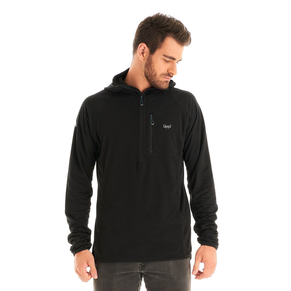 LIPPI - Poleron Hombre Jacaranda Mountain Nano-F 14 Zip Hoody Negro Lippi