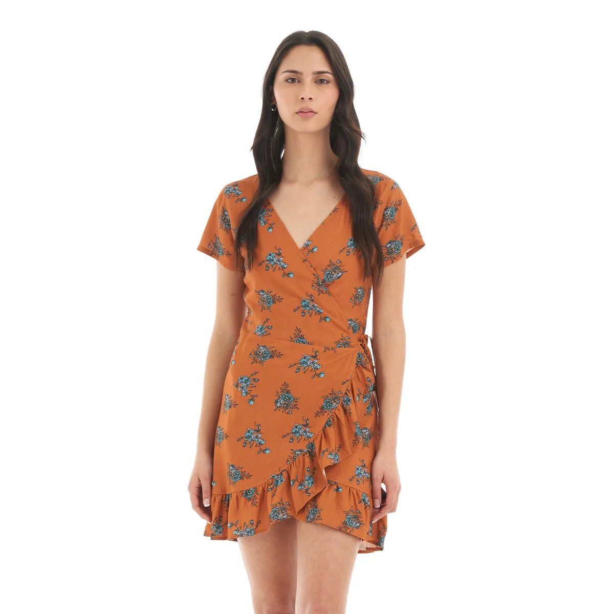 HAKA HONU - Vestido Mujer Aflora Mostaza print Haka Honu