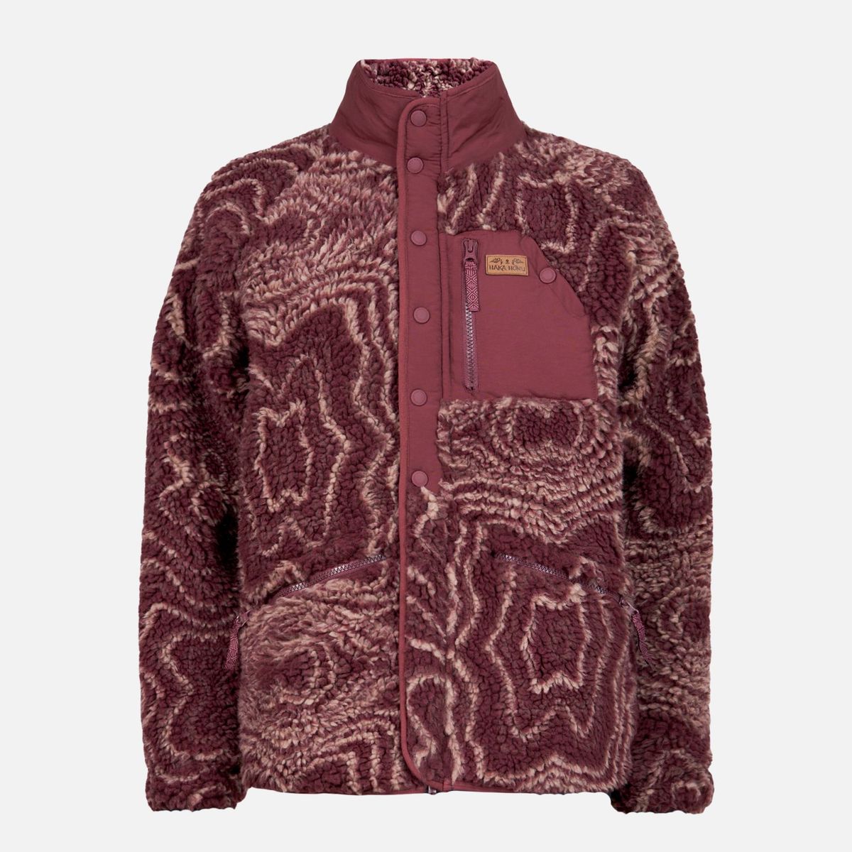 HAKA HONU - Chaqueta Mujer Zip-porrito Print Burdeo Haka Honu