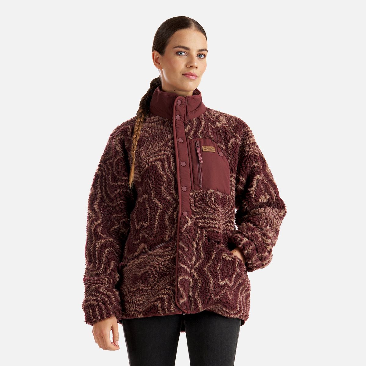 HAKA HONU - Chaqueta Mujer Zip-porrito Print Burdeo Haka Honu