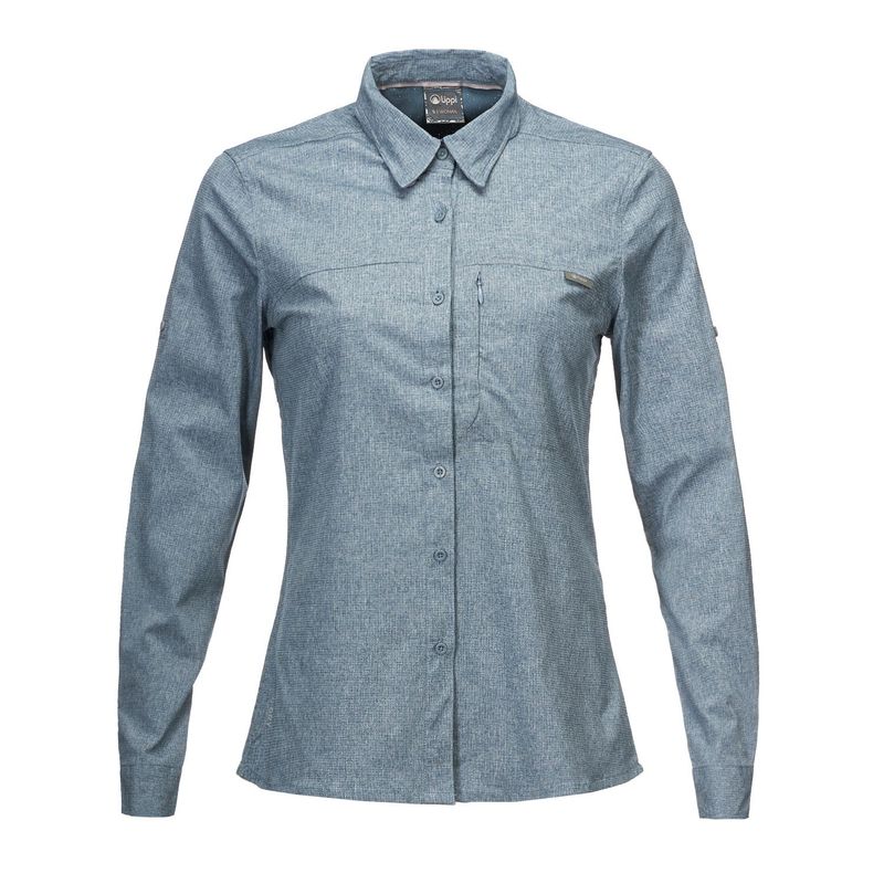 LIPPI - Camisa Mujer Rosselot Long Sleeve Q-Dry Shirt Azul Grisaceo Lippi